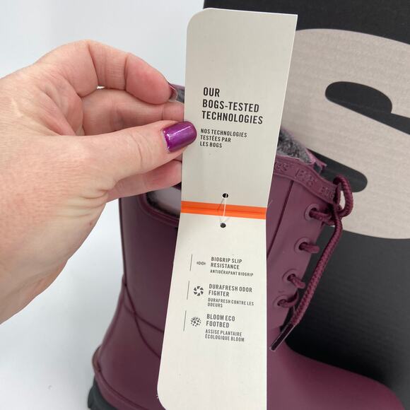 BOGS Amanda Boots Size 6 Burgundy Red Faux Shearling Lined Waterproof Rubber - Picture 14 of 14